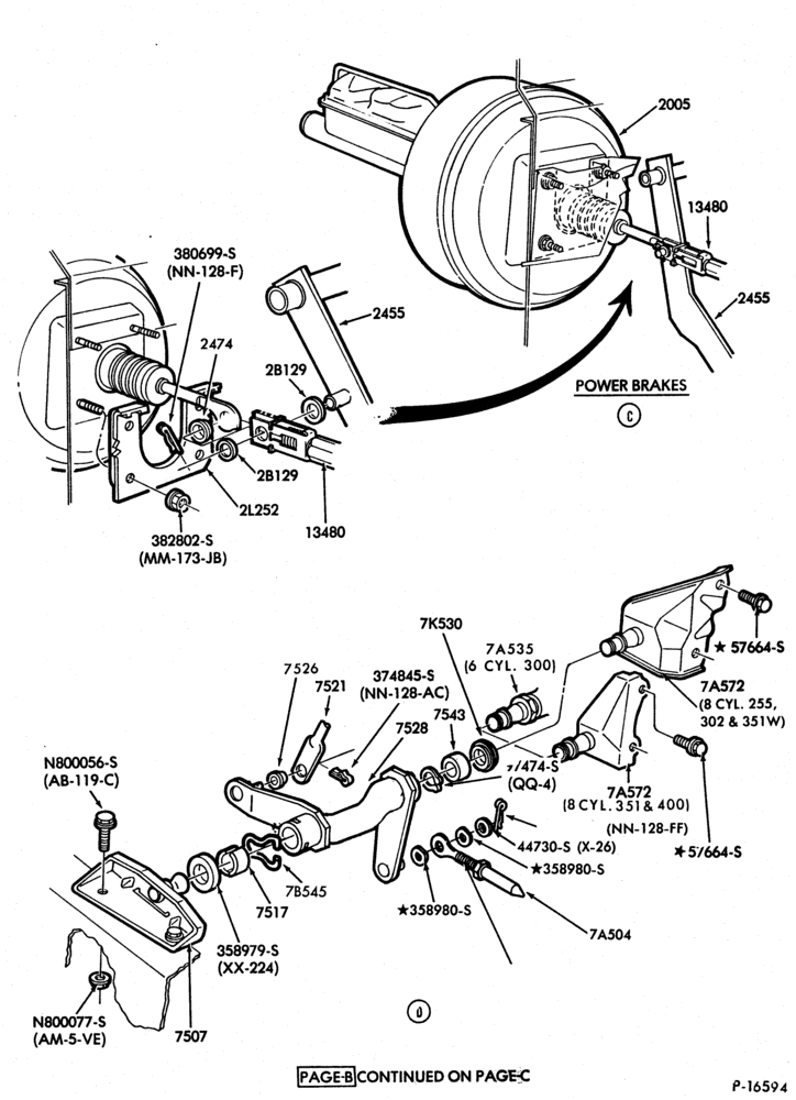 Схема BRAKES-Brake and clutch pedals (1980/82) - Linkage actuated - Page B-F100/350