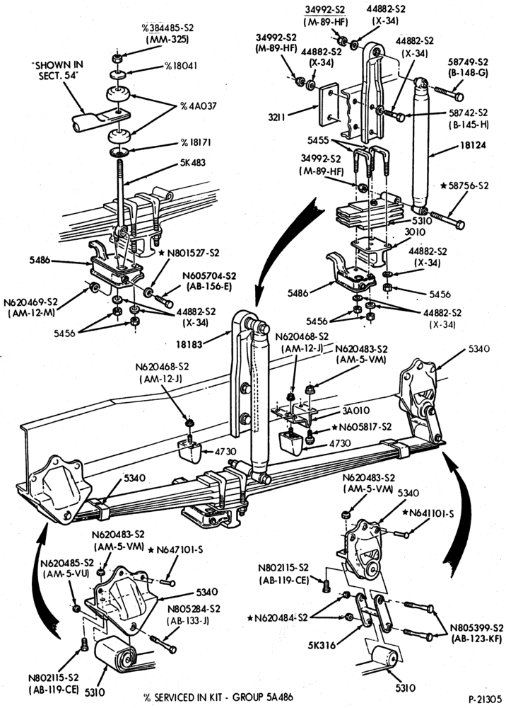 Схема FRONT SUSPENSION-(1989) - w/front leaf spring-F53/59-Stripped Chassis