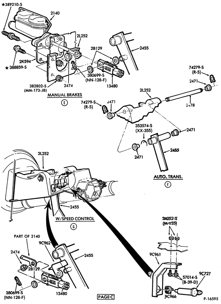 Схема BRAKES-Brake and clutch pedals (1980/82) - Linkage actuated - Page C-F100/350