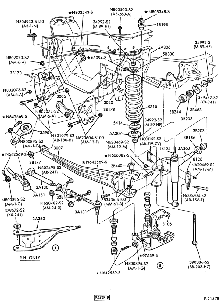 Схема FRONT SUSPENSION-Front suspension & steering linkage - 4x2 - Page B-B