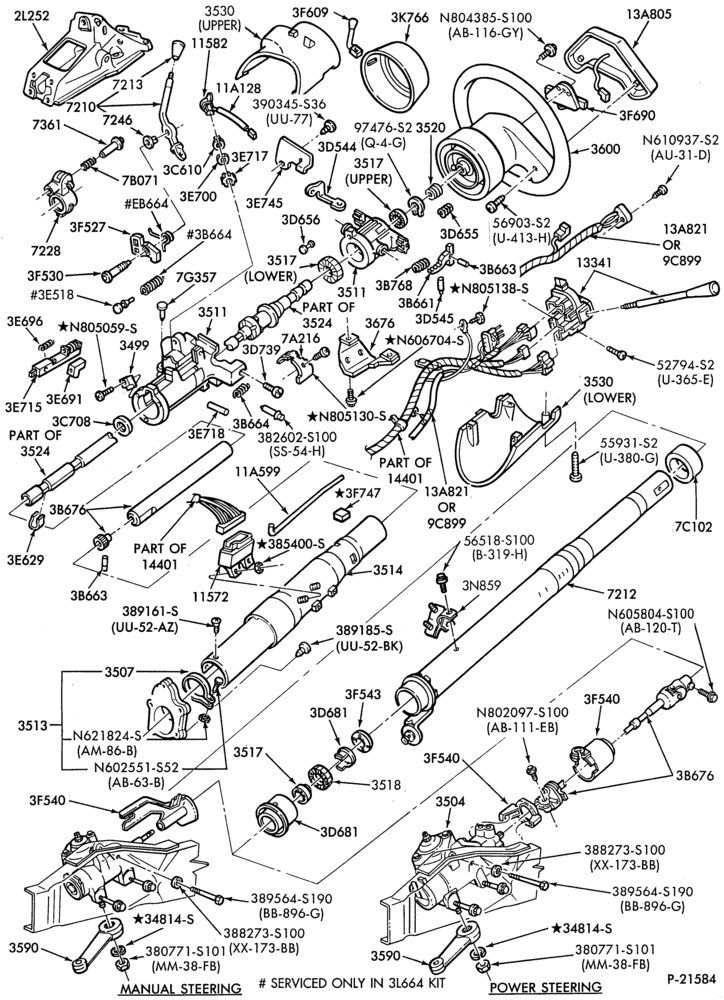 Схема A4LD TYPE TRANSMISSION-- column shift - tilt wheel-B,R