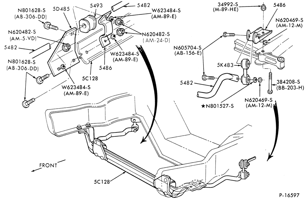Схема FRAME-FRONT SUSPENSION - stabilizer bar-F100/150-2/W/D