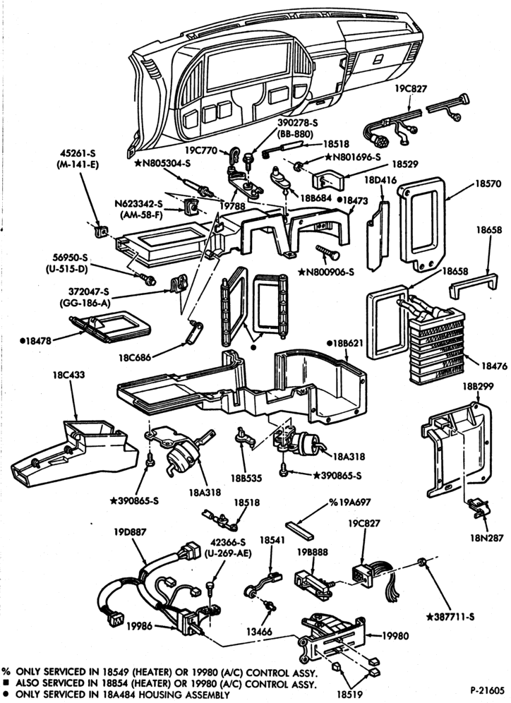 Схема AIR CONDITIONING-Bezel & controls - integral - Page B-U150