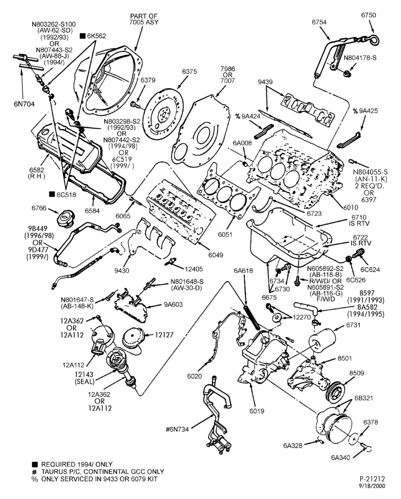 Схема 6 CYL. 3.8L (230 C.I.D.) - EXC. S/C-Cylinder block- external parts