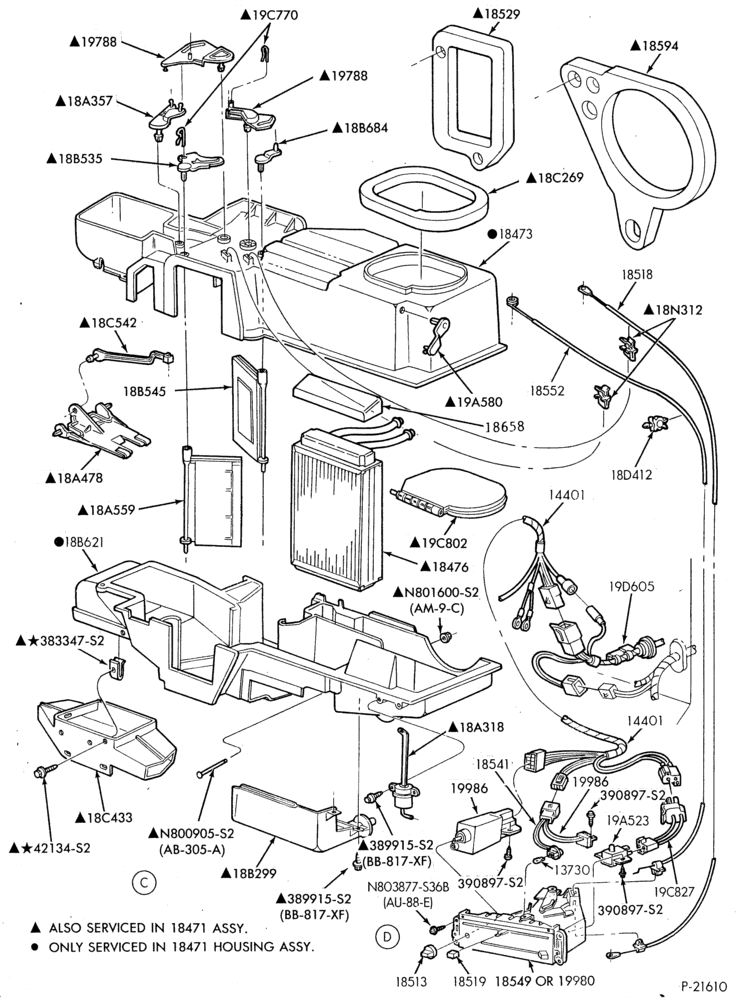 Схема HEATERS-Controls, ducts & plenum chamber - passenger compartment - Page B-R