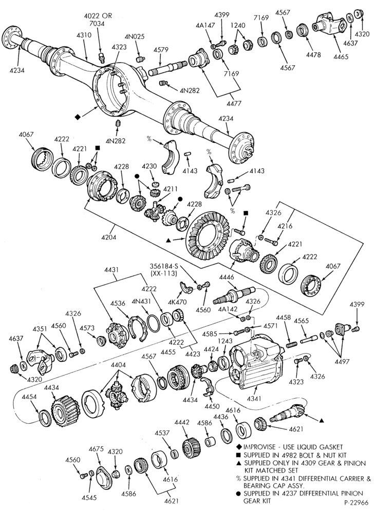 Схема REAR AXLE-Single reduction forward rear axle - RD17145 - w/o diff. lock-FT-LNT-LT-LTL-