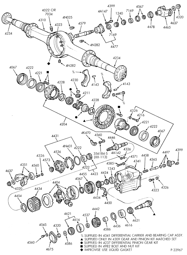 Схема REAR AXLE-Single reduction forward rear axle - RD20145 - w/o diff. lock-CLT-FT-LNT-LT-