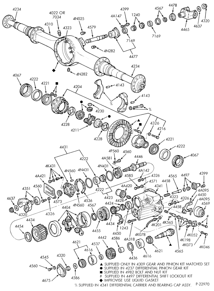 Схема REAR AXLE-Single reduction forward rear axle - RP20145 - w/diff. lock-CFT-CLT-FT-LNT-