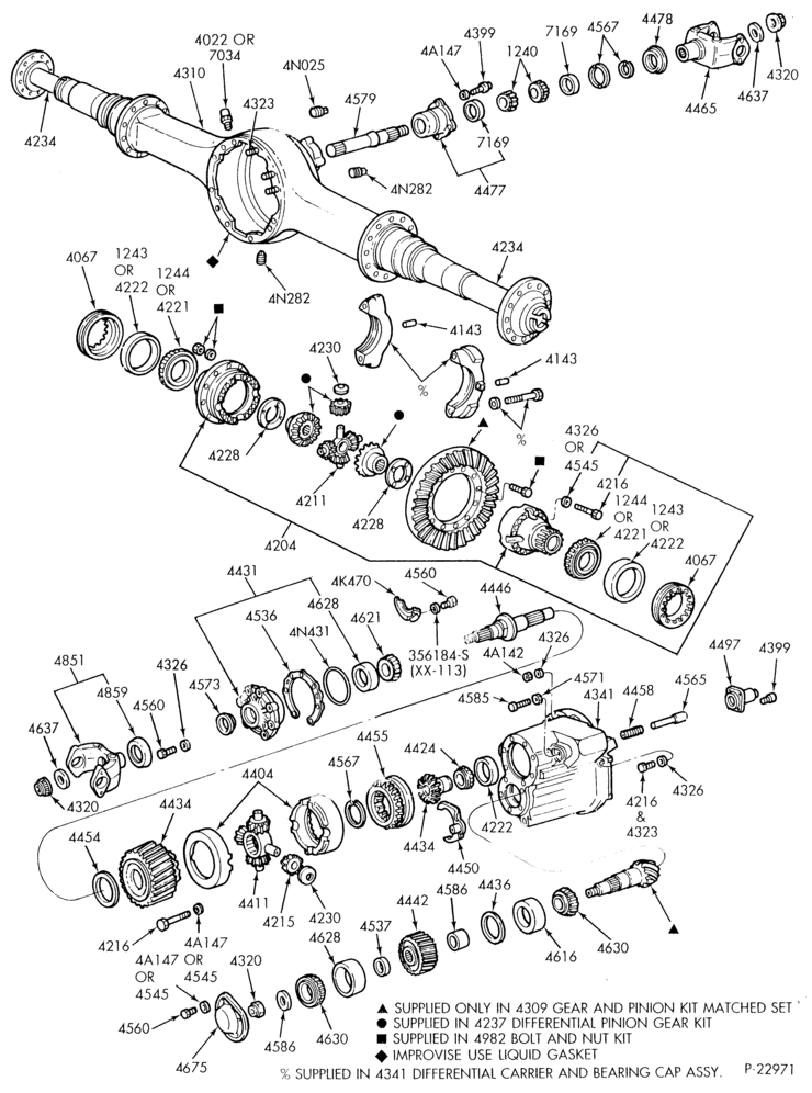 Схема REAR AXLE-Single reduction forward rear axle - RD23160 - w/o diff. lock-LNT-LT-LTL-