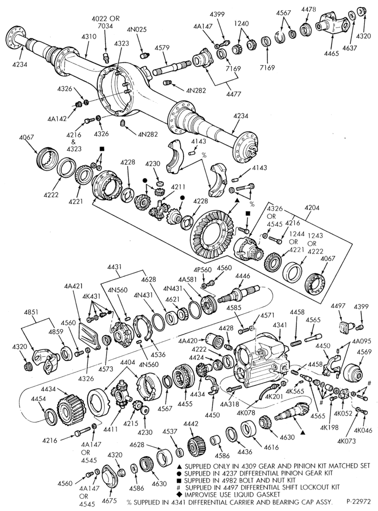 Схема REAR AXLE-Single reduction forward rear axle - RP23160 - w/diff. lock-LNT-LT-LTL-