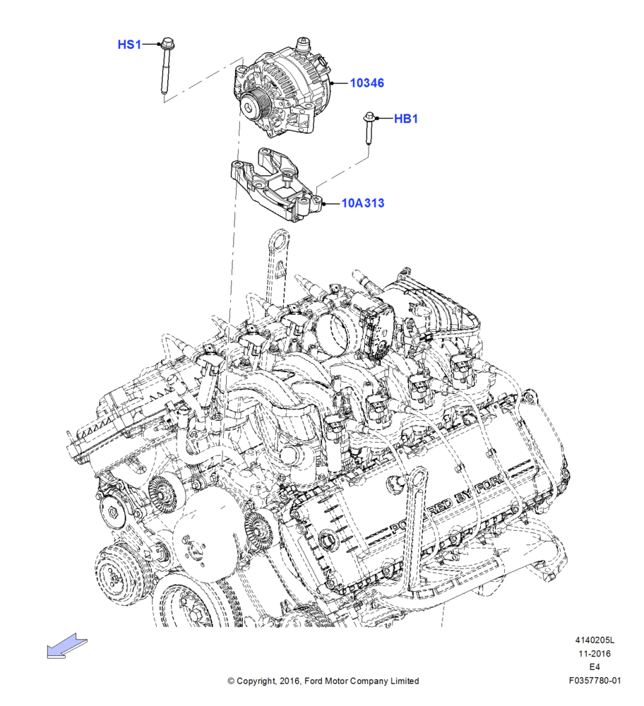 Схема Генератор и крепление, 6.2L 16V OHC NA V8 Gas; 30.01.2017