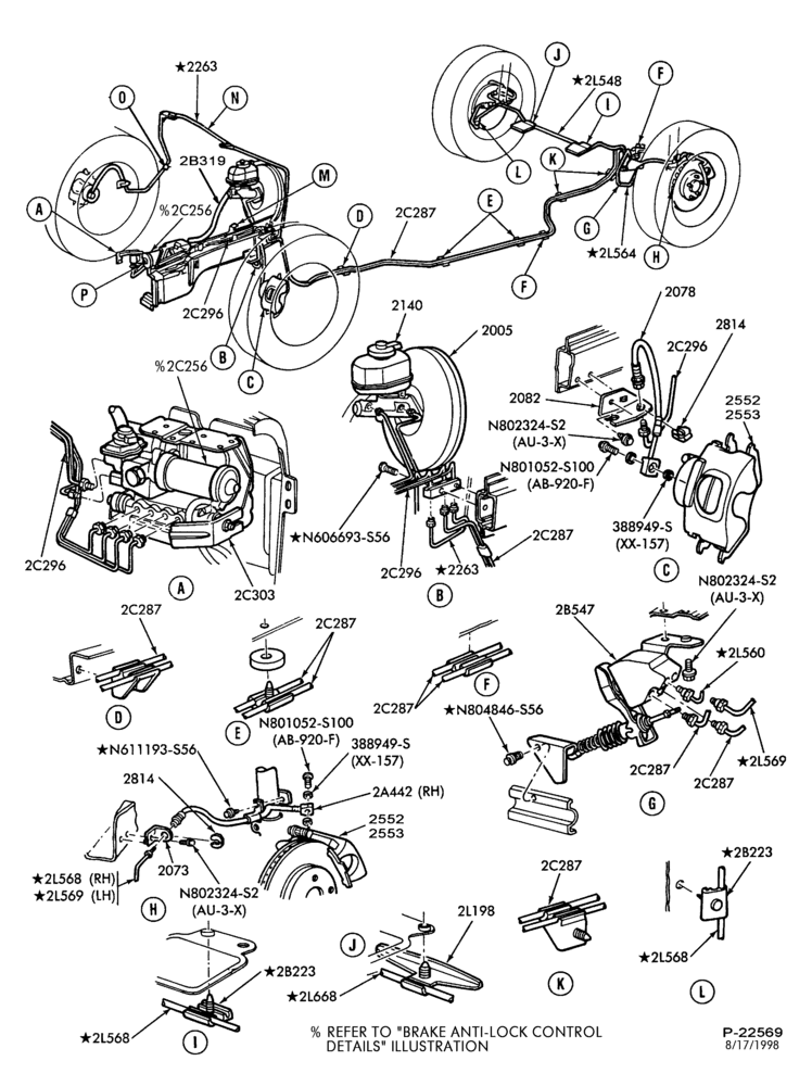 Схема BRAKES-Disc brake system - B/T 54 - w/anti-lock - Page A