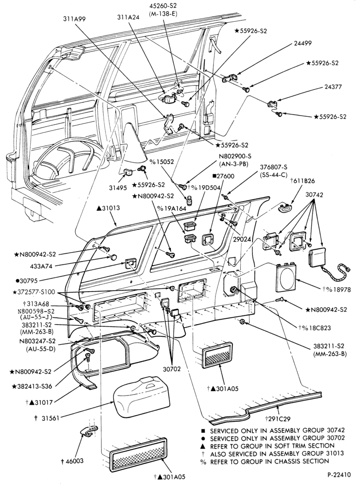 Схема SOFT, INTERIOR TRIM-Interior trim - Panel - L.H. rear qtr.- w/o aux. A/C - Regular Wagon-A