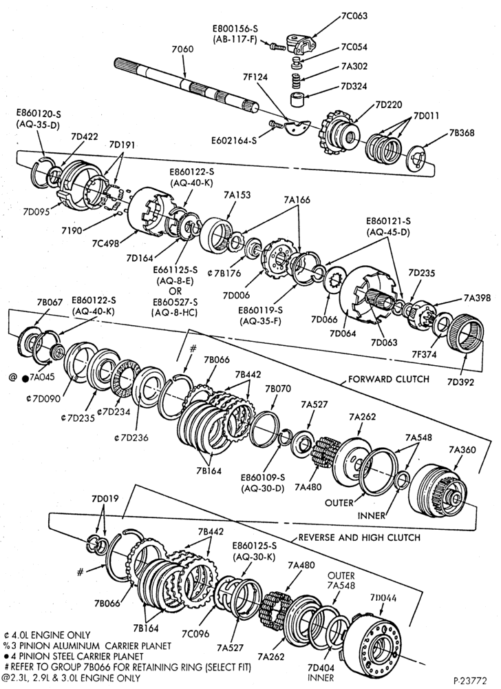 Схема A4LD TYPE - INTERNAL PARTS-A4LD TYPE - clutches, gears, shafts, governor - Page A