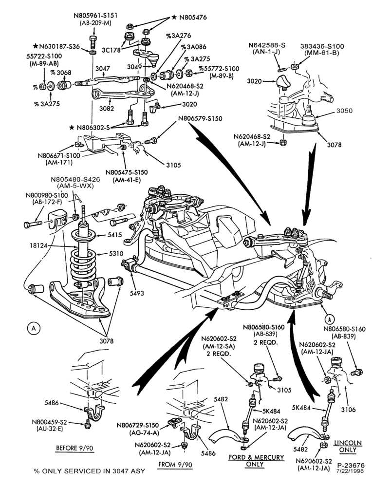 Схема FRONT SUSPENSION-Arms, shock absorbers, spindles, springs and stabilizer