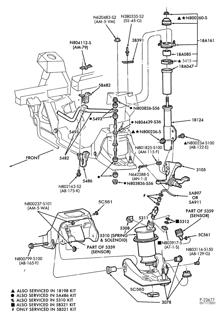 Схема FRONT SUSPENSION-Arms, shock absorbers, spindles and stabilizer