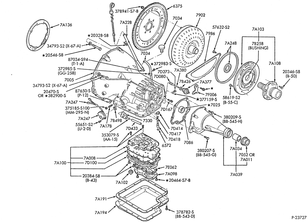 Схема C6 TYPE TRANSMISSION-Case and extension housing-E-F-U100/350