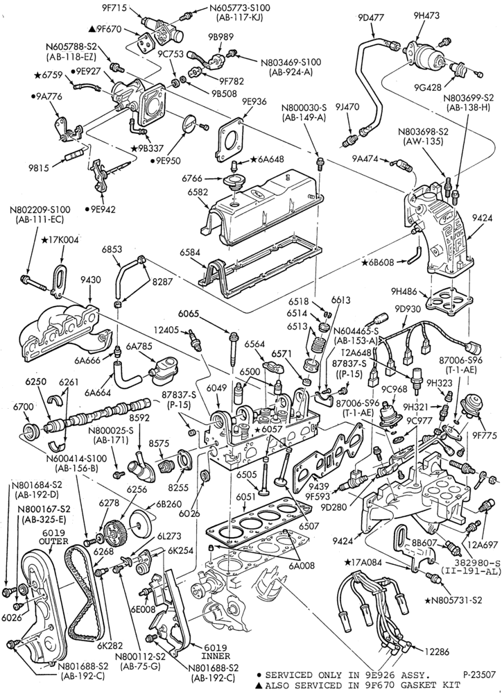 Схема 4 CYL. 2.3L (140 C.I.D.) - OHC-Engine parts- external
