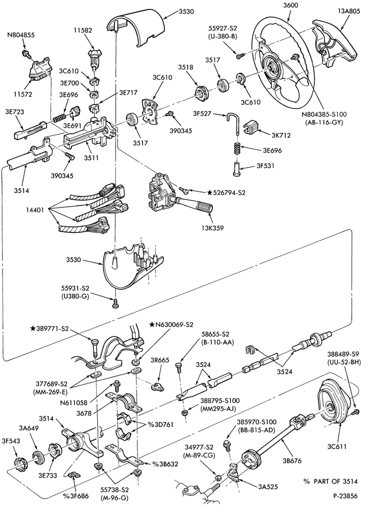 Схема STEERING-Steering column - floor shift - fixed wheel