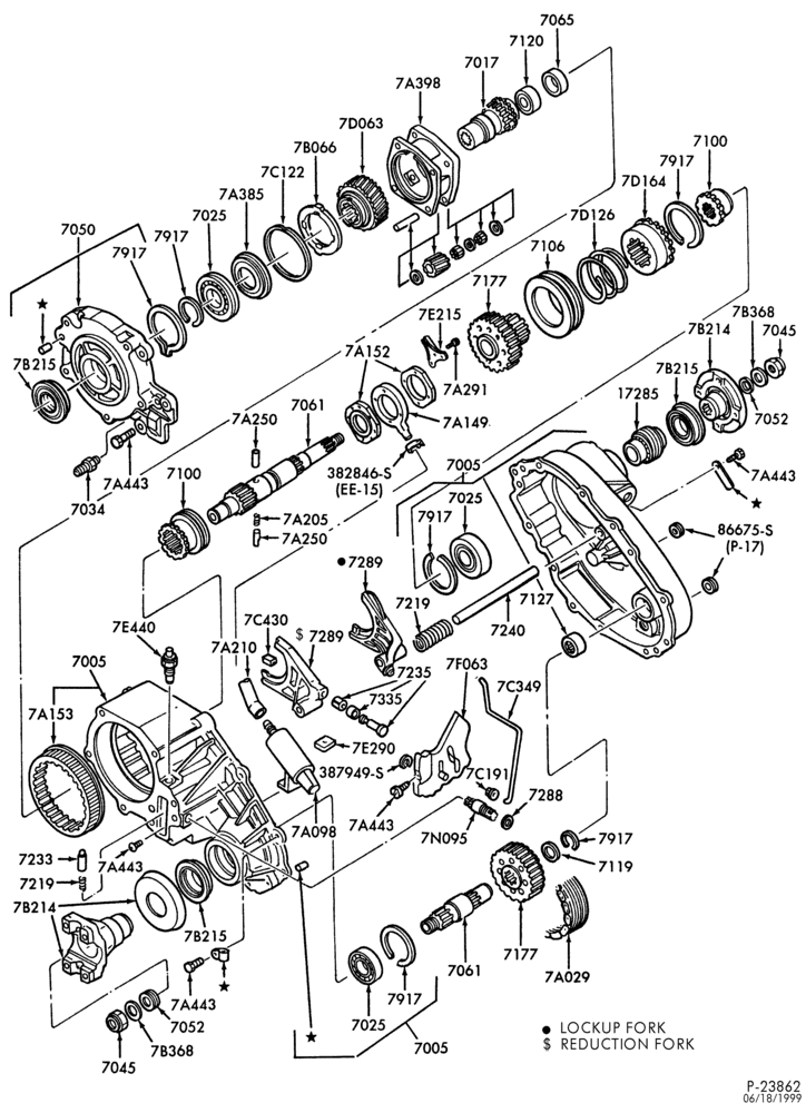 Схема Раздаточная коробка (4WD) — РК Warner 1354 Part-Time, ручное переключение — 4x4 — B