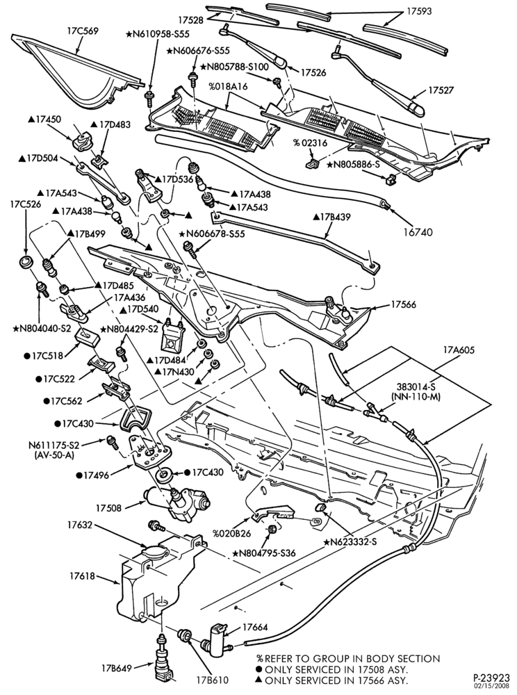 Схема SPEEDOMETER, BUMPERS, MIRRORS AND WIPERS-Windshield wiper, washer & motor