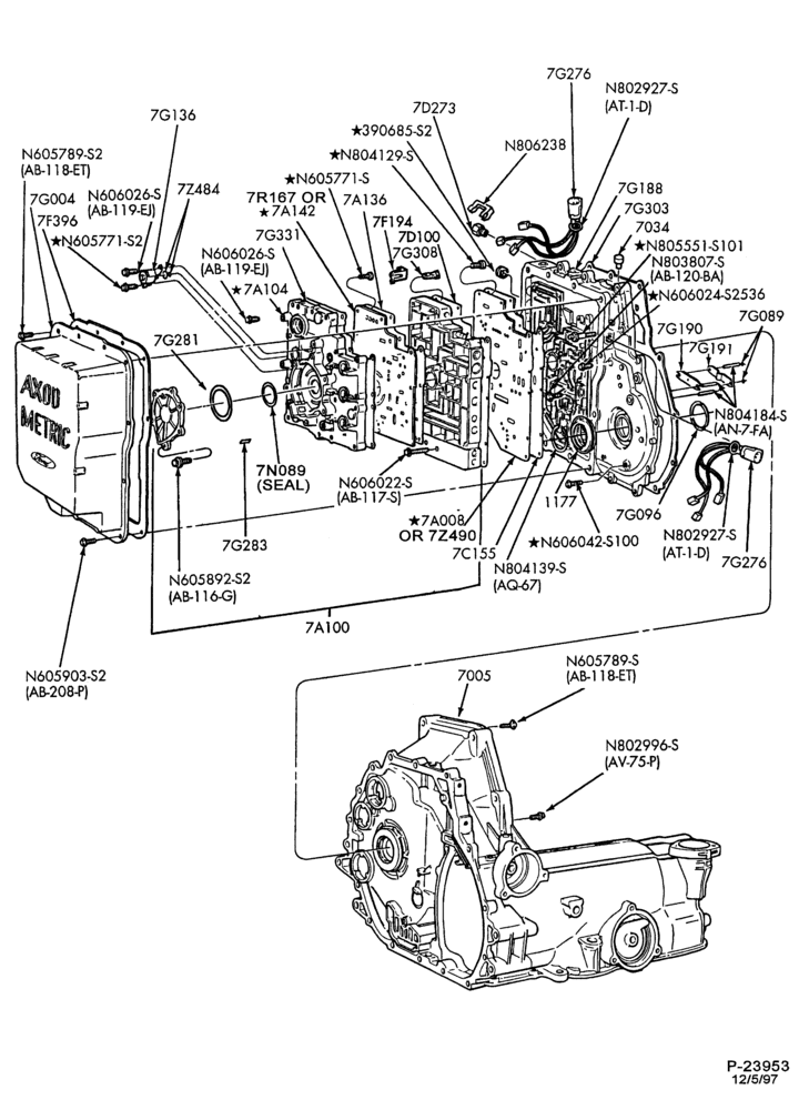 Схема AX4S TYPE - INTERNAL PARTS-Main control valve body (7A100)