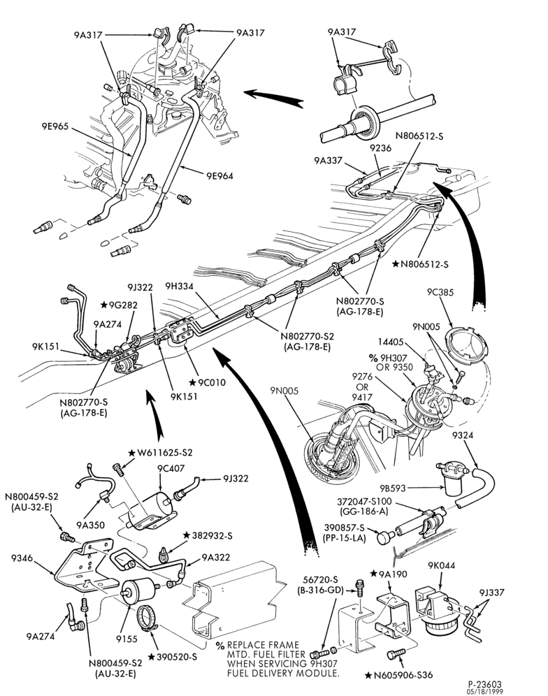 Схема 8 CYL. 7.5L - GAS-Fuel lines & related parts - E350 Cutaway & Stripped Chassis