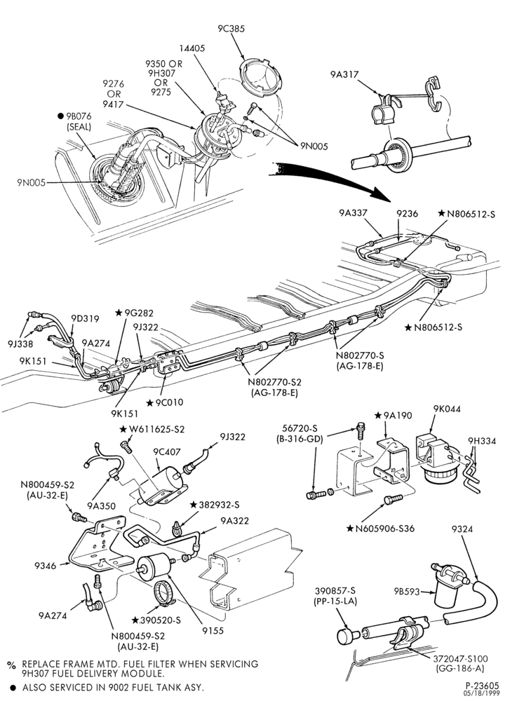 Схема 8 CYL. 5.8L-Fuel lines & related parts - E350 Cutaway & Stripped Chassis