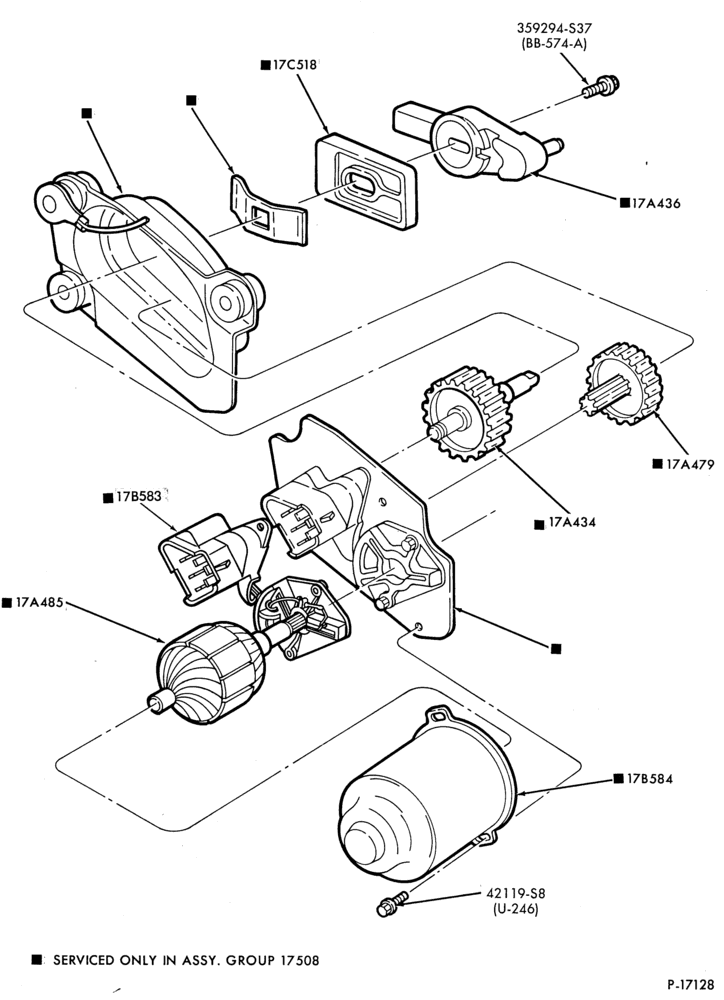 Схема SPEEDOMETER, BUMPERS, MIRRORS AND WIPERS-Windshield - wiper motor