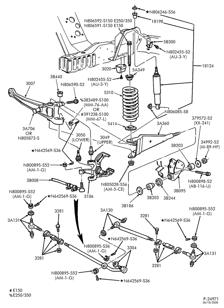 Схема FRONT SUSPENSION-Front suspension - Page B-E150/350,E(Super Duty)