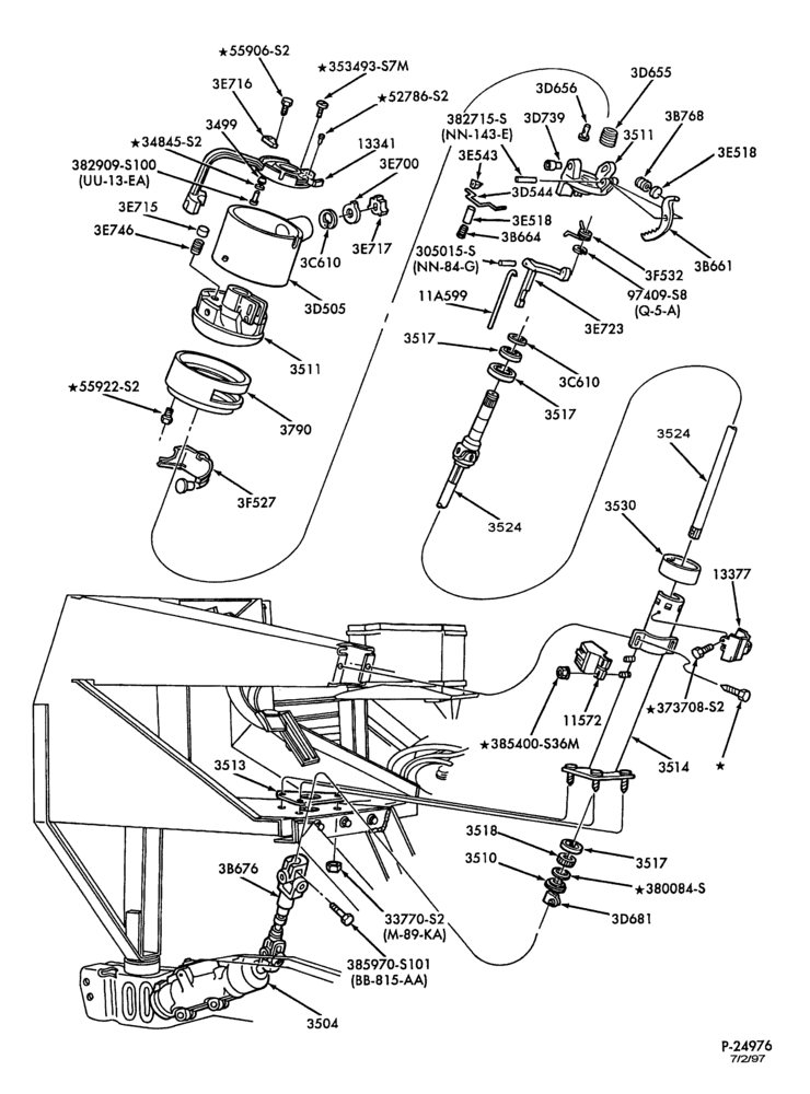 Схема STEERING-Steering column - floor shift - automatic trans. - tilt wheel-F53(Stripped Chassis)