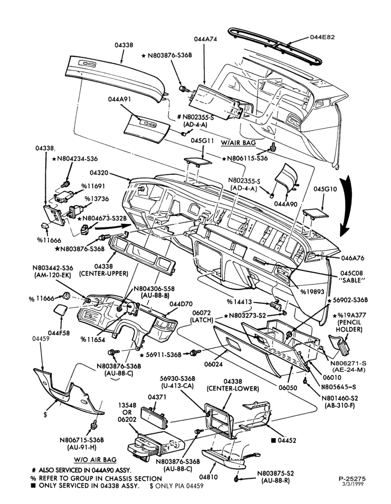 Схема BODY FRONT-Instrument panel - Sable - Page B