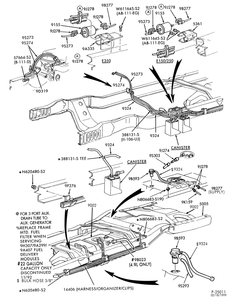 Схема 8 CYL. 7.5L - GAS-Fuel lines & related parts - midship - Page A