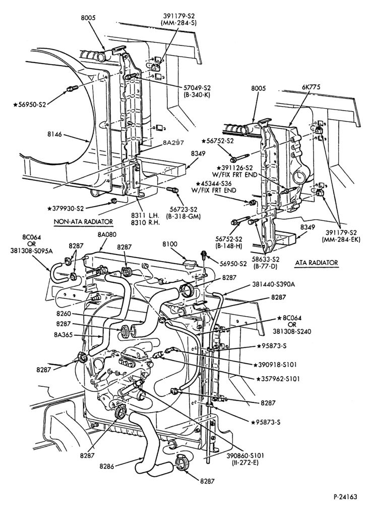 Схема COOLING SYSTEMS-6 cyl. 401 (6.6L) and 474 (7.8L) diesel - w/turbo air cooler- "From 10/87" - Page A-B600/700