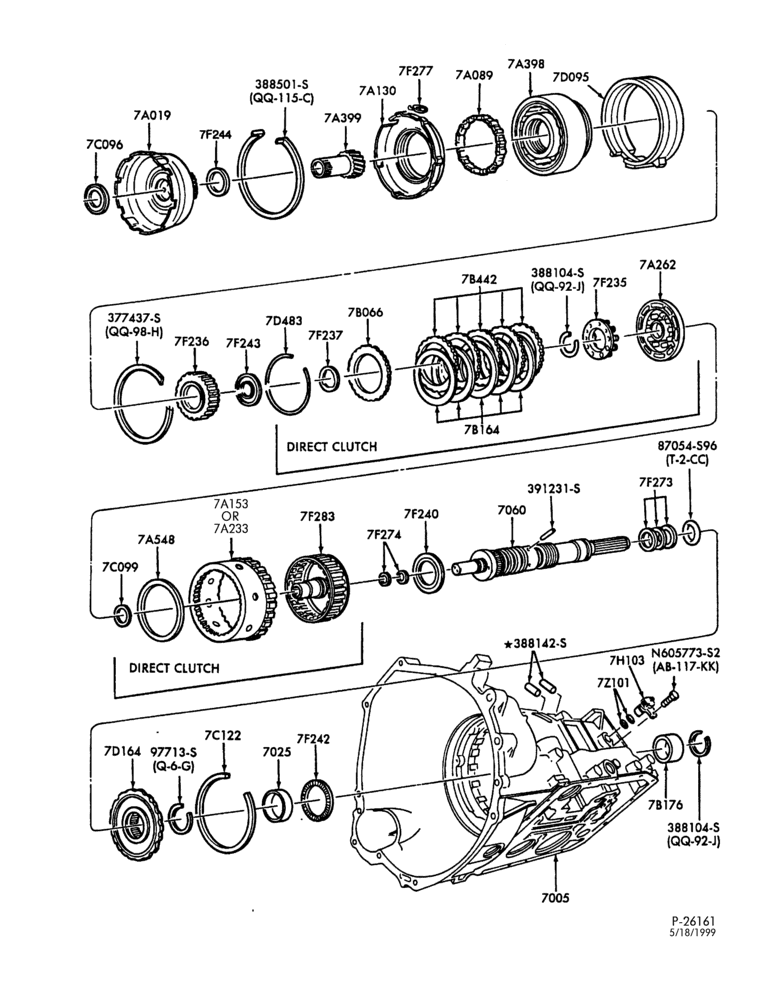 Схема 4R70W TYPE-INTERNAL PARTS - Clutches, gears, shafts, governor & related parts - Page B-U150