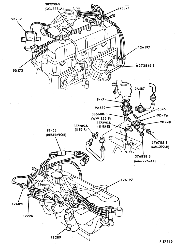 Схема 6 CYL. 4.9L (300 C.I.D.)-GAS-E-exc. Calif.-under 8500# G.V.W.