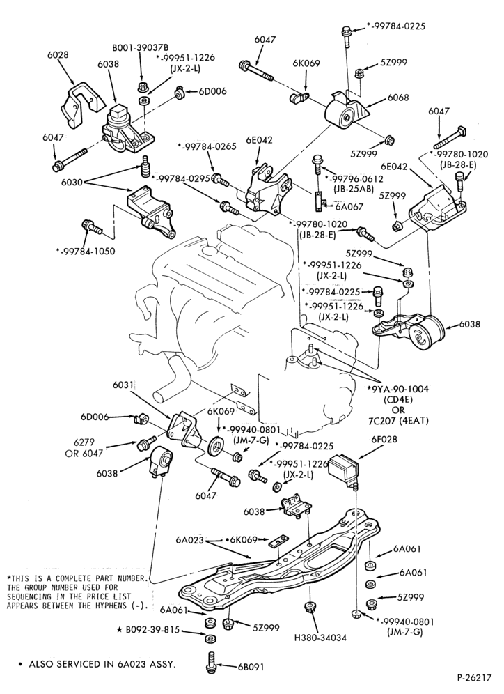 Схема 4 CYL. 2.0L-Engine supports - A/T