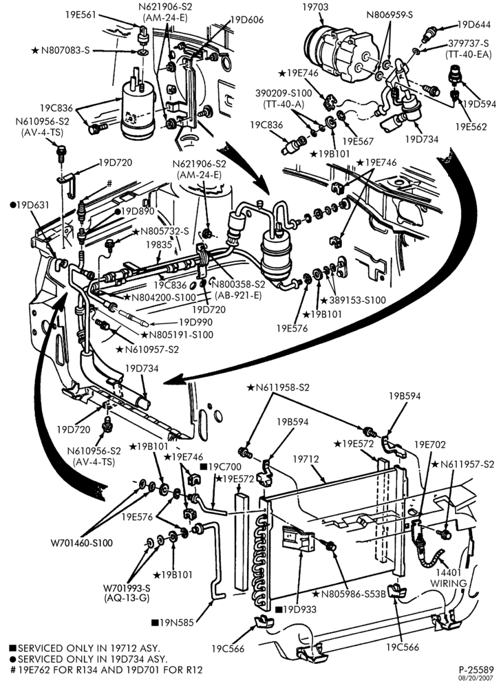Схема AIR CONDITIONER-Condenser, Dehydrator & Vacuum Hoses - 6 cyl. 3.8L