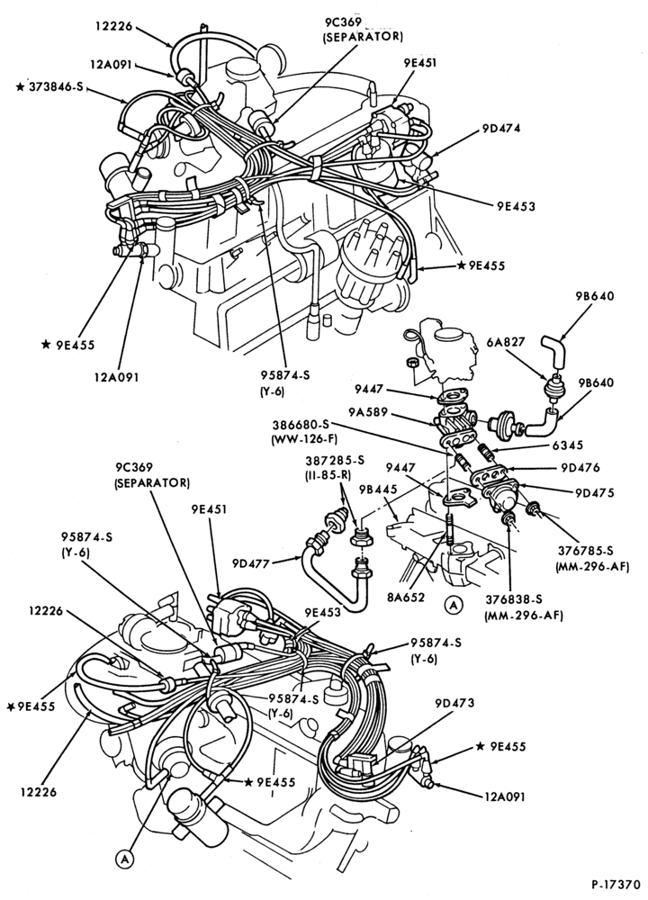 Схема 6 CYL. 4.9L (300 C.I.D.)-GAS-E-exc. Calif.-over 8500# G.V.W.