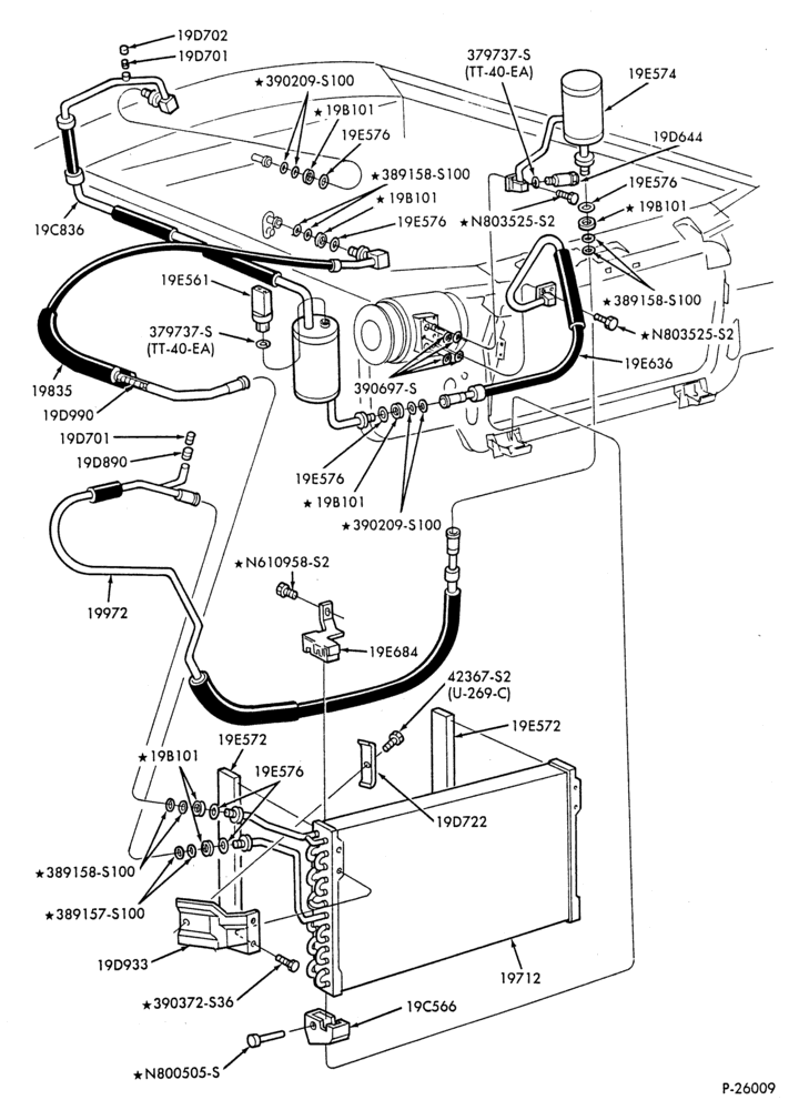 Схема AC HOSES & TUBES-6 cyl. - 3.0L-E,ME