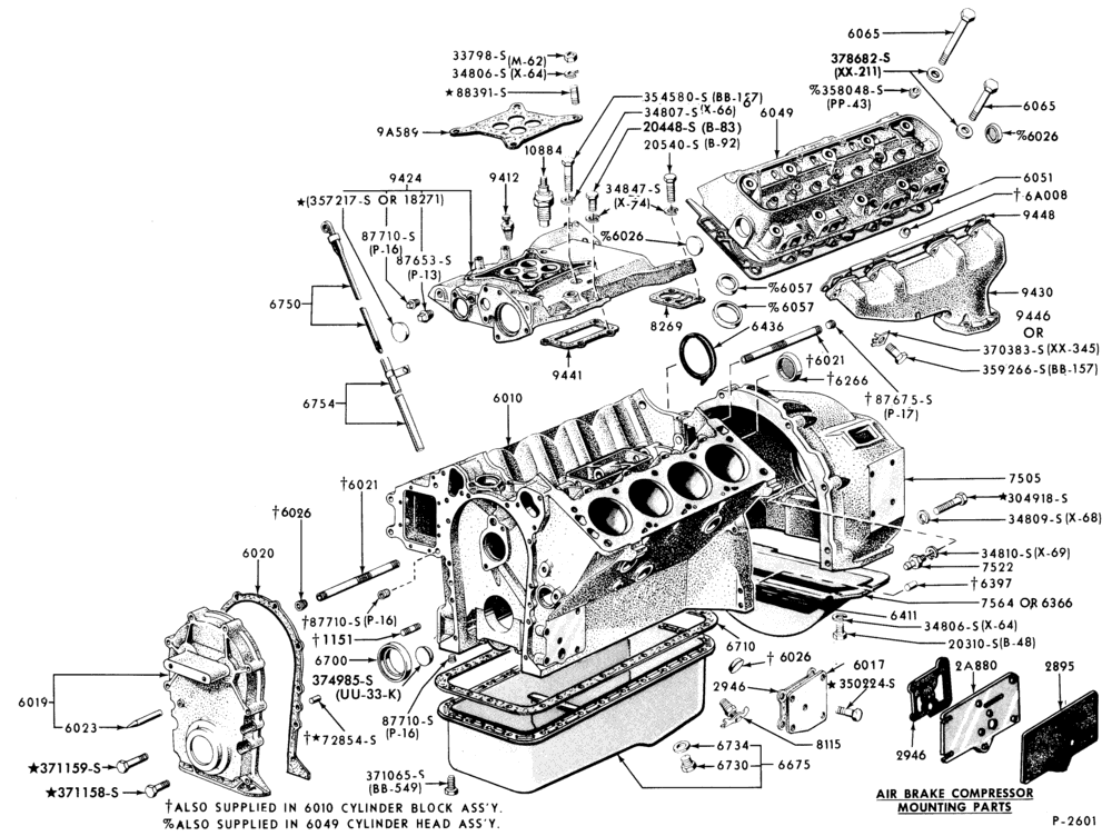 Схема 8 CYL. 7.8L AND 8.8L (477 AND 534 C.I.D.) GAS-CYLINDER BLOCK AND RELATED PARTS