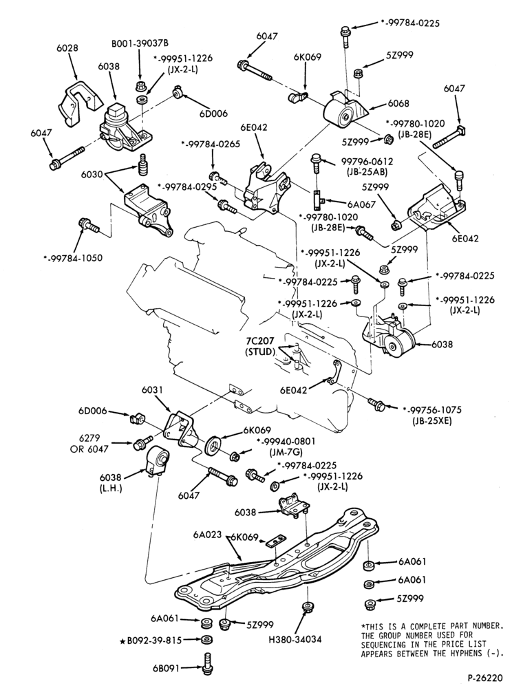 Схема 6 CYL. 2.5L - DOHC-Engine supports - M/T