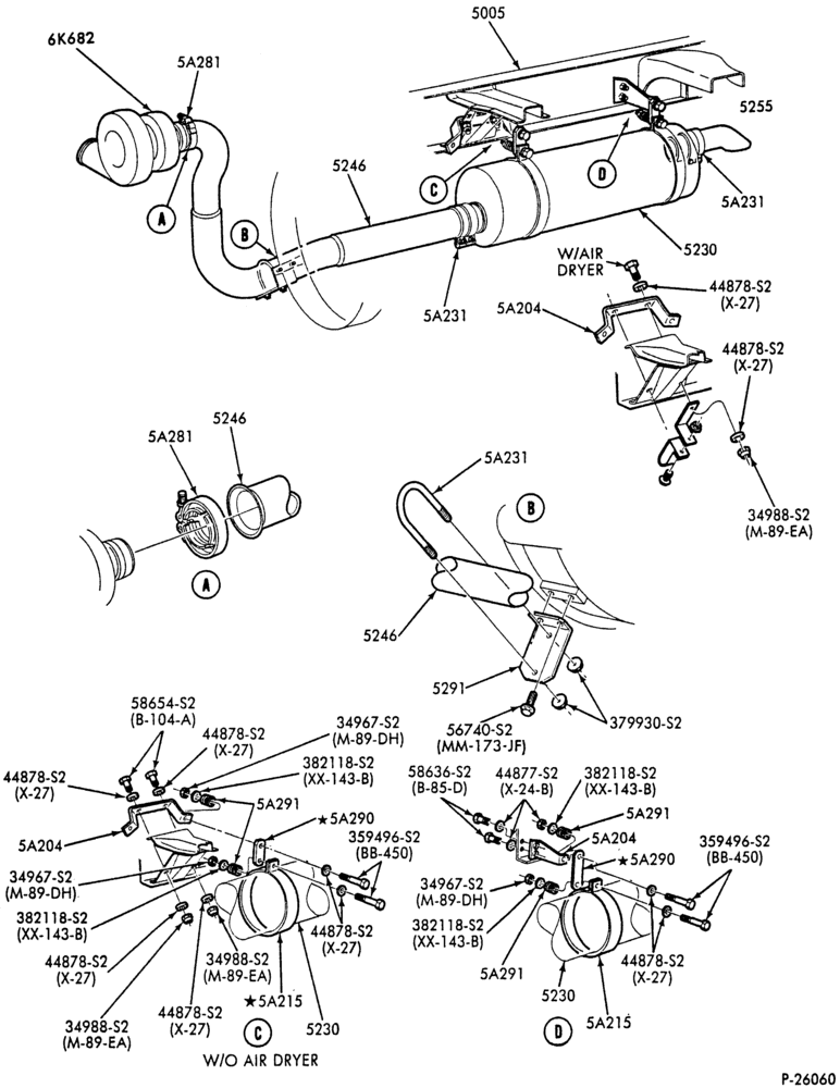 Схема EXHAUST SYSTEM-EXHAUST SYSTEM- horizontal exhaust - exc. B/T 84 - w/o low profile-F800