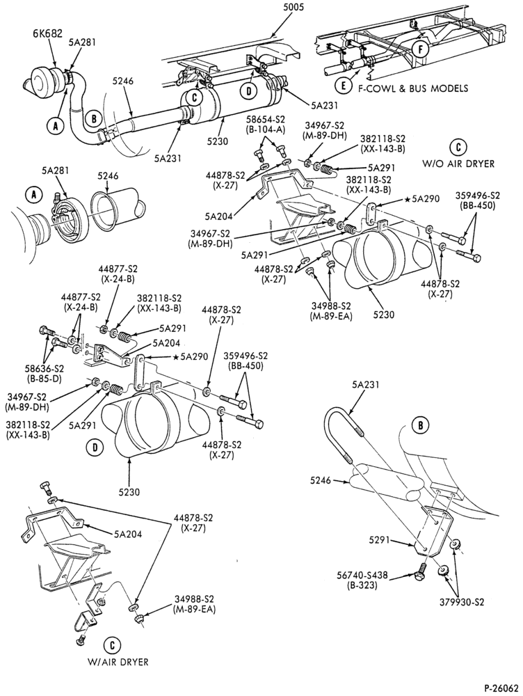 Схема EXHAUST SYSTEM-6 cyl. FD-1060 diesel - horizontal exhaust - Page A-B600/700