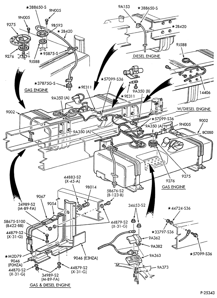 Схема Воздушный фильтр, CHOKE, ACCEL, SPEED CONTROL-Fuel system & related parts - 50 gallon rectangular center step - low profile tanks