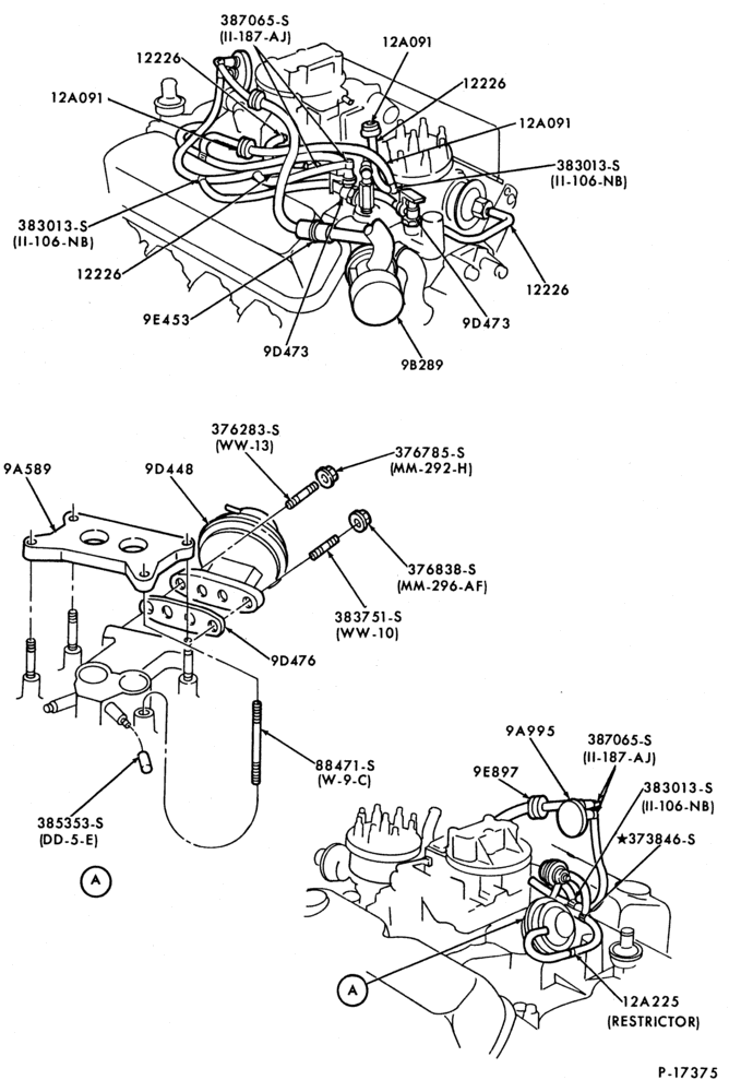 Схема 8 CYL. 5.8L (351 C.I.D.)-W-GAS-E-exc. Calif.-under 8500# G.V.W.