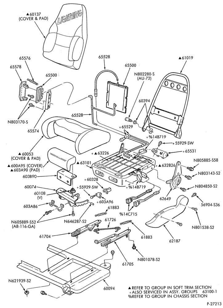 Схема SEATS AND SEAT BELTS-Front seat parts - sport bucket seat - Lightning-F150
