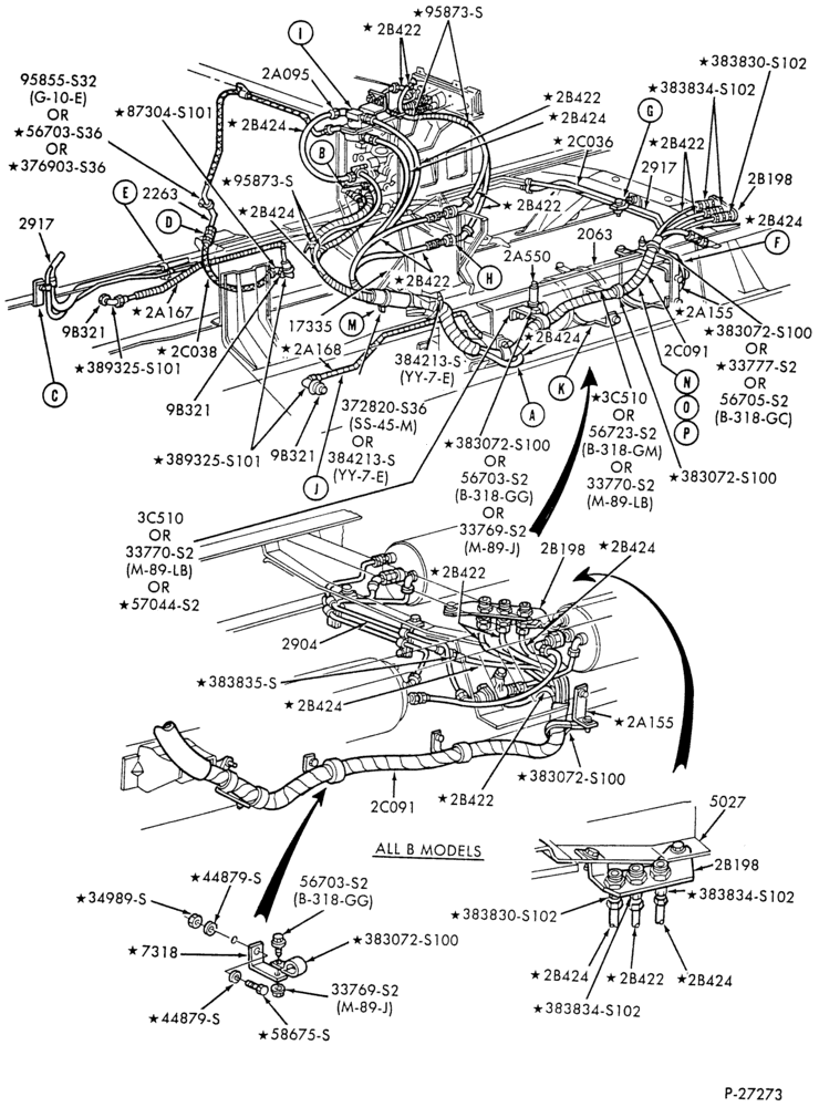 Схема BRAKE SYSTEMS - AIR-Air brake system - front end tubing - Page A-B600/700