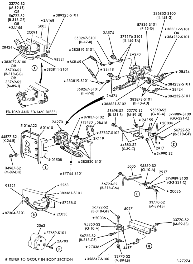 Схема BRAKE SYSTEMS - AIR-Air brake system - front end tubing - Page B-B600/700