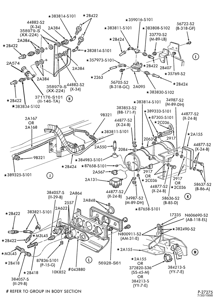 Схема BRAKE SYSTEMS - AIR-Air brake system - front end tubing - Page C-B600/700